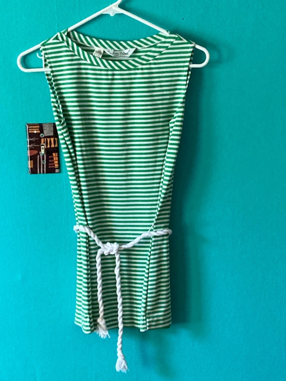 Vintage 60s/70s Judy Bond Striped Tank with Rope Belt